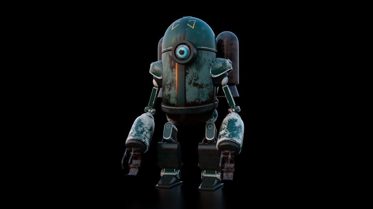 OLD ROBOT Low-poly 3D model_7