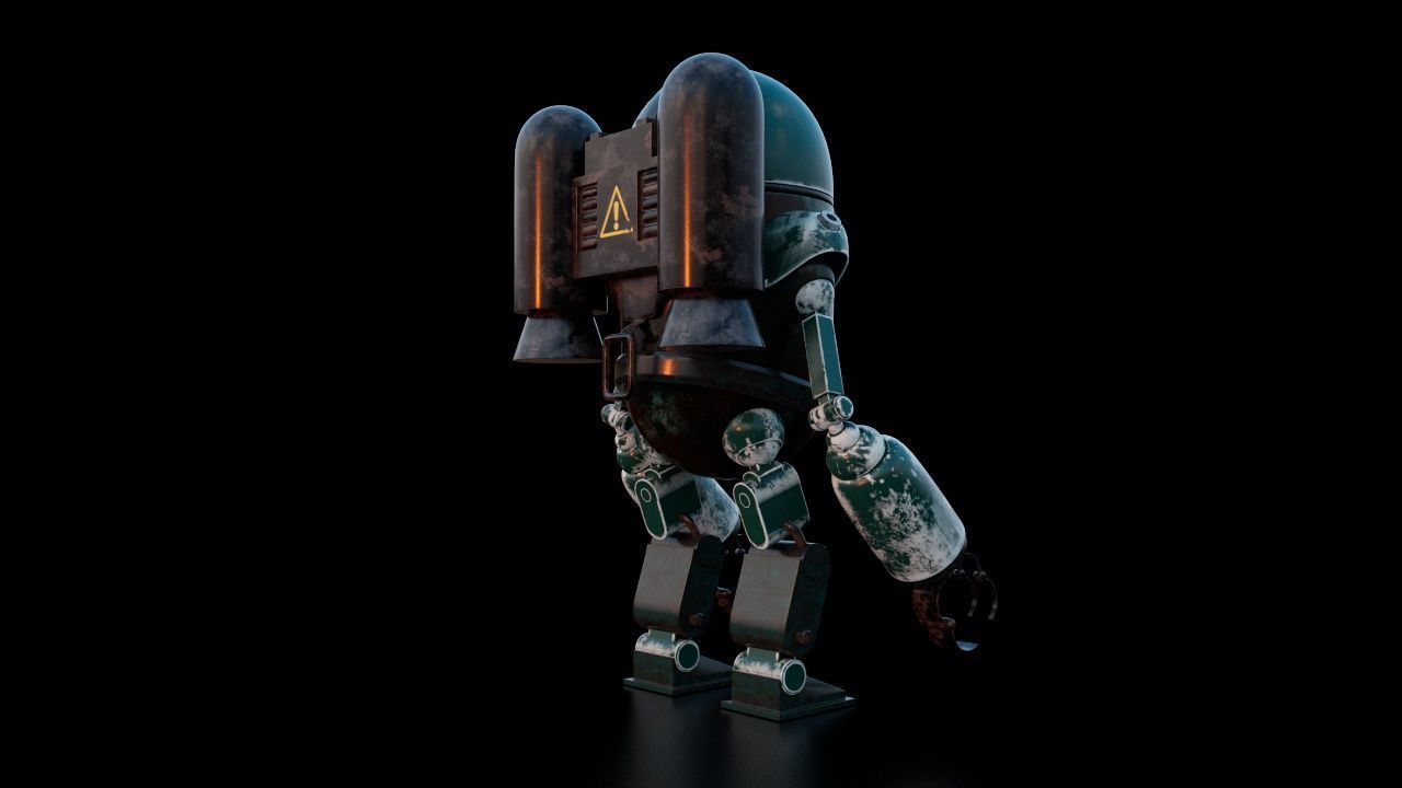 OLD ROBOT Low-poly 3D model_9