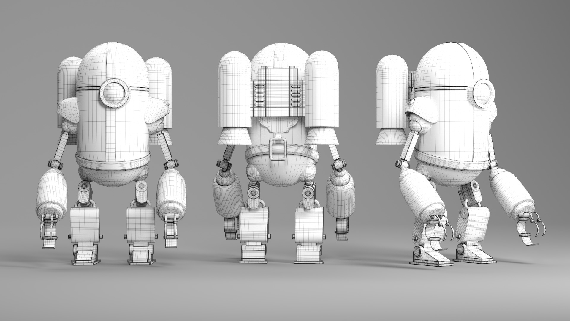 OLD ROBOT Low-poly 3D model_5