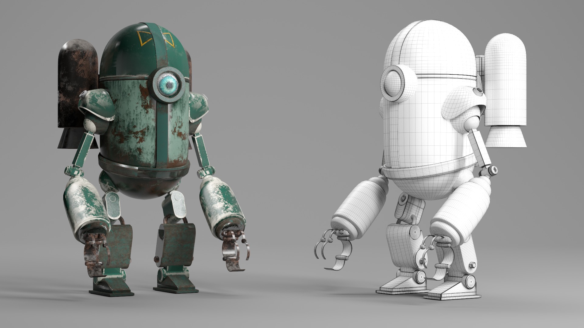 OLD ROBOT Low-poly 3D model_4