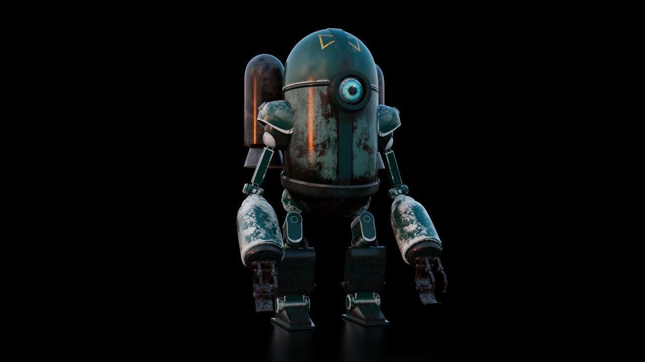 OLD ROBOT Low-poly 3D model_8
