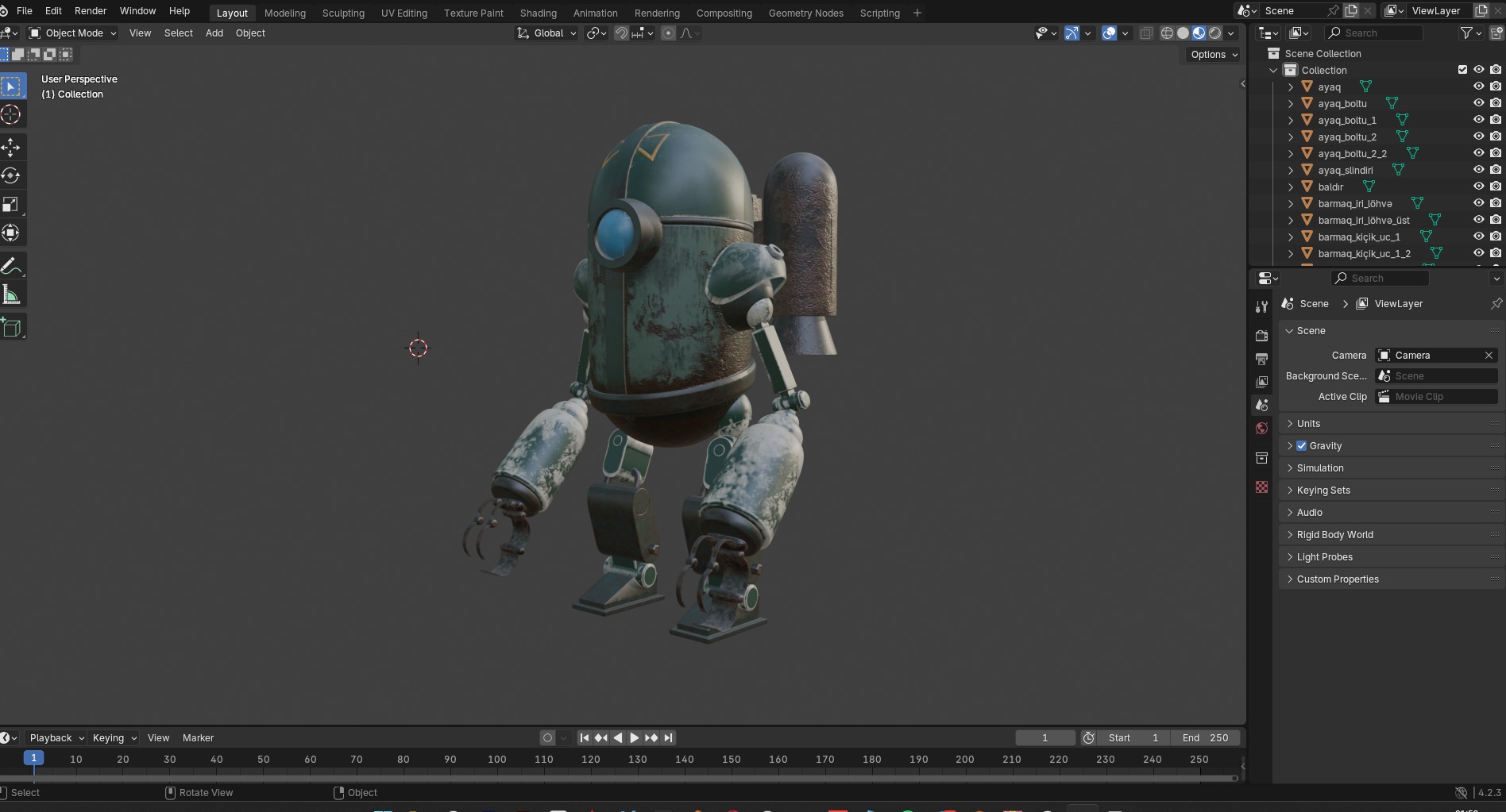 OLD ROBOT Low-poly 3D model_19
