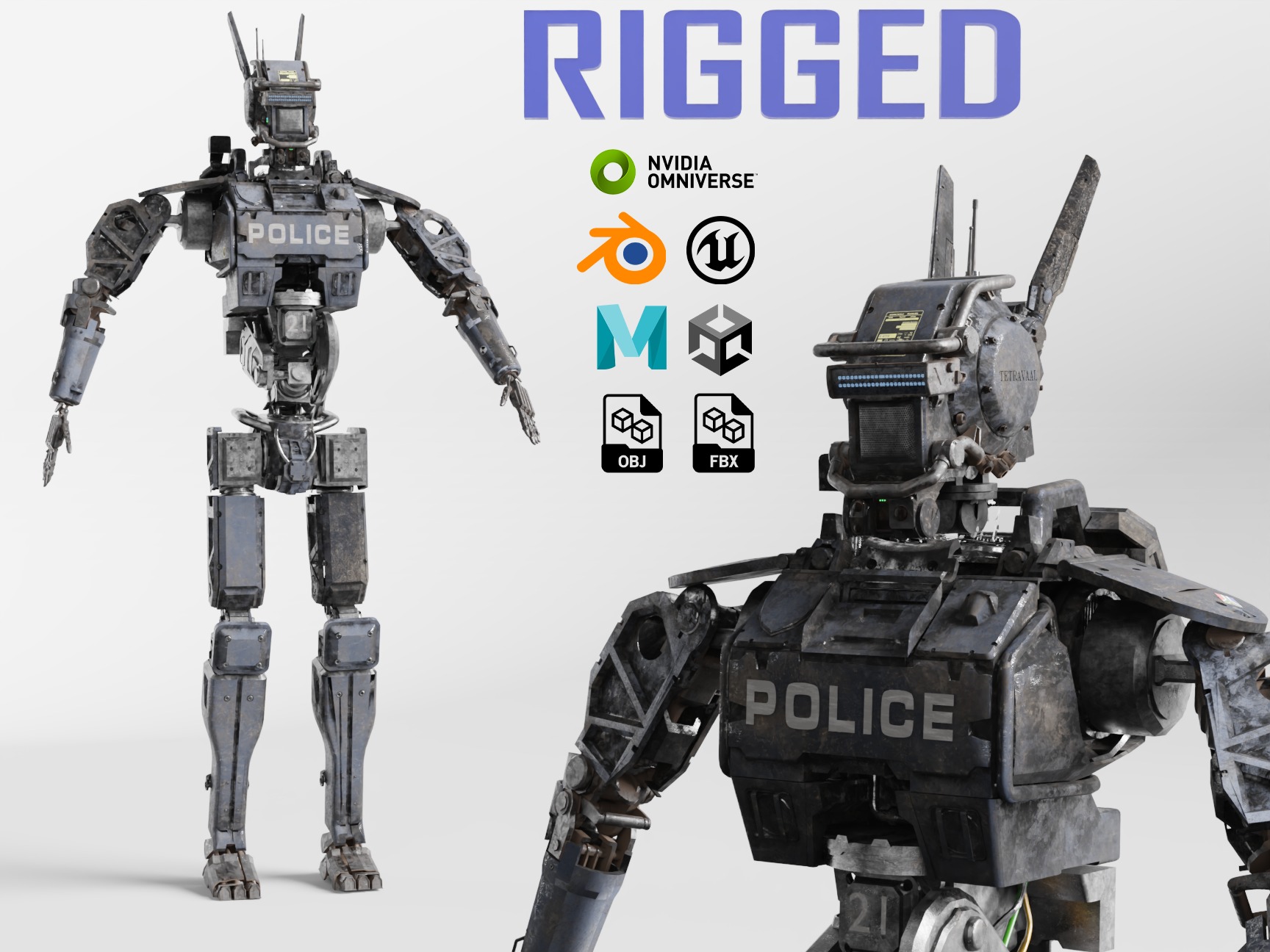 Chappie Police Robot Variant Fully IK RIGGED on LAUNCH SALE 3D model_2