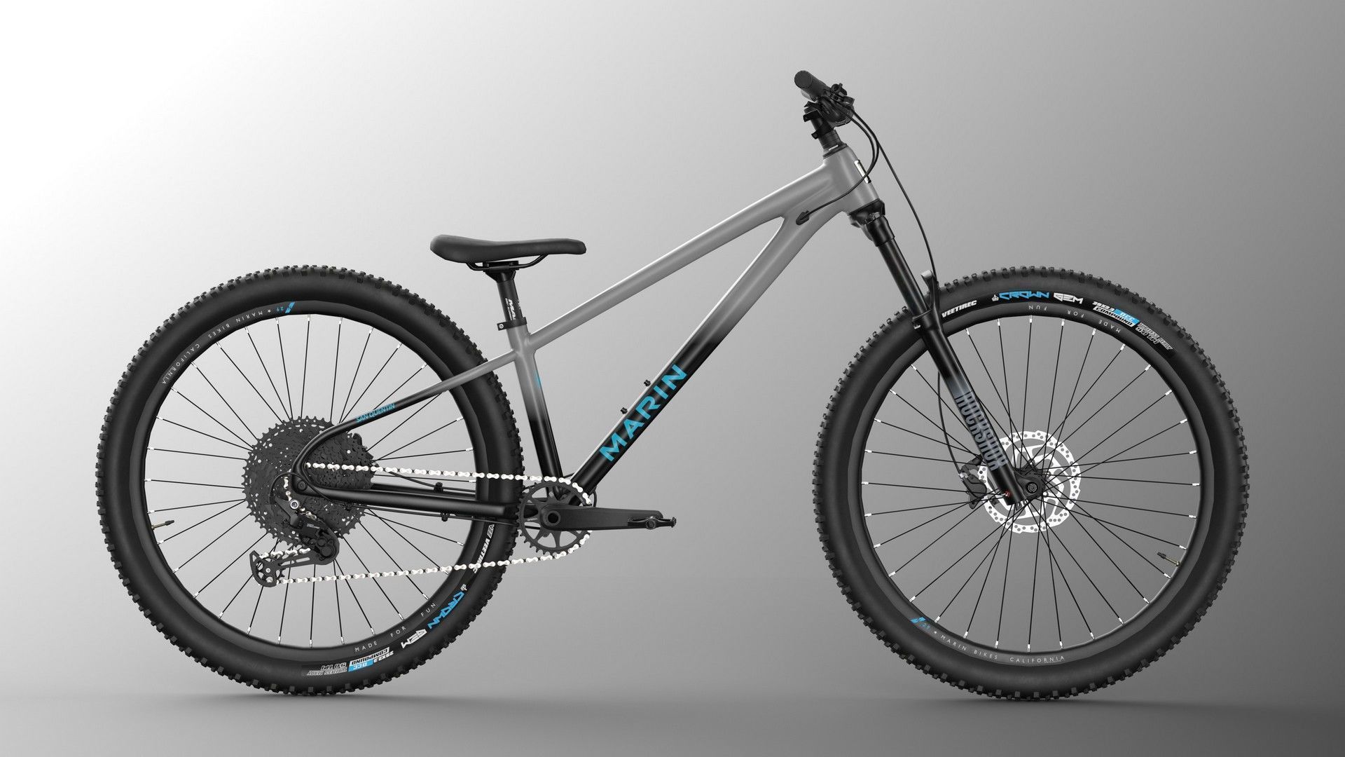 MTB hardtail in grey black Low-poly 3D model_7