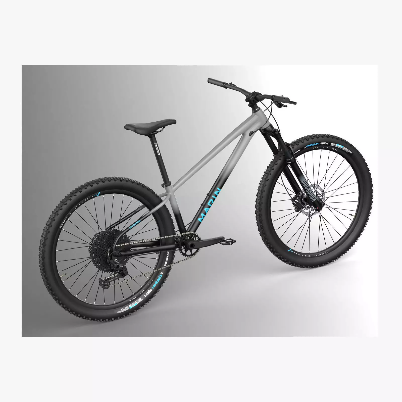 MTB hardtail in grey black Low-poly 3D model_0