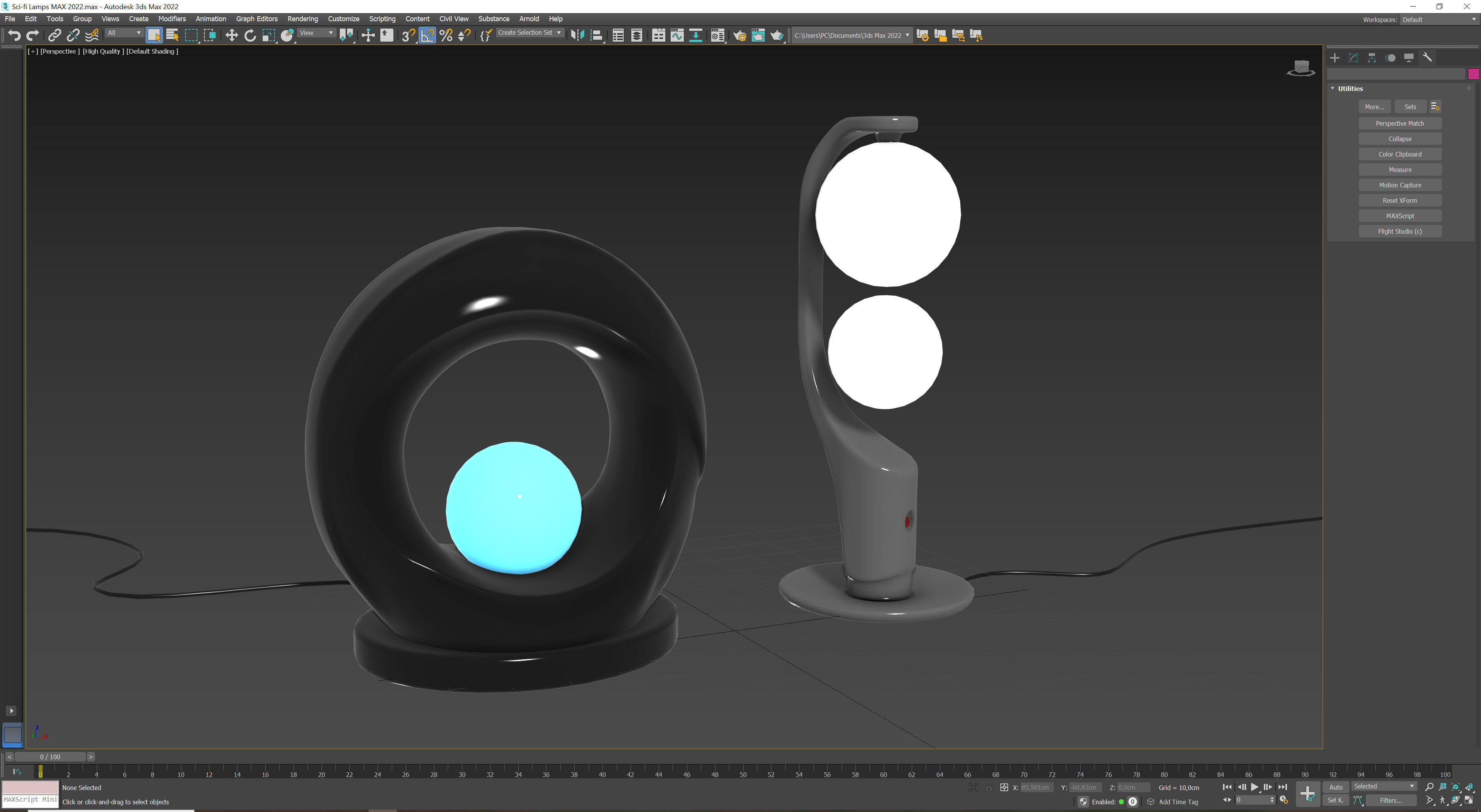 Sci-fi Lamps Low-poly 3D model_9