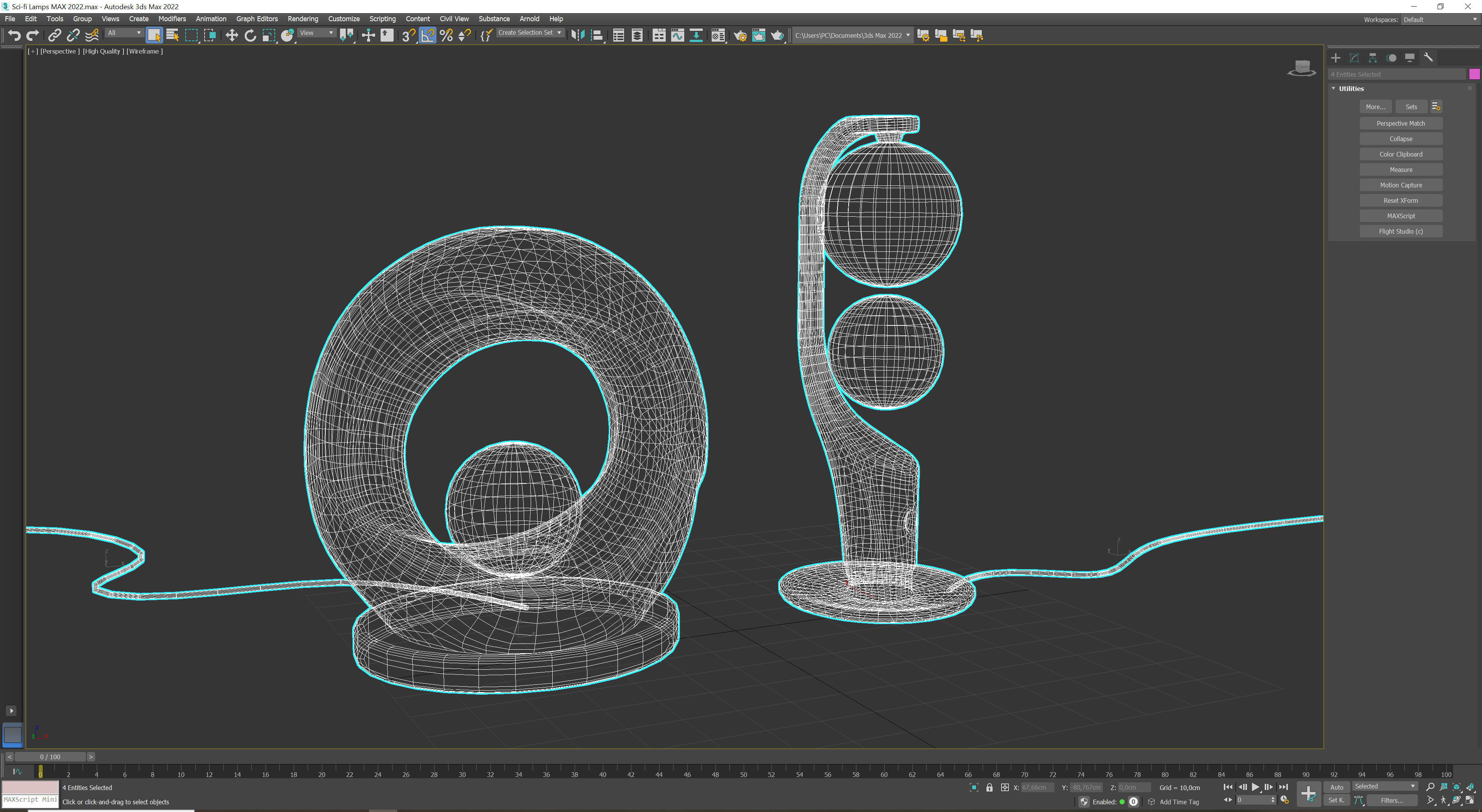 Sci-fi Lamps Low-poly 3D model_10