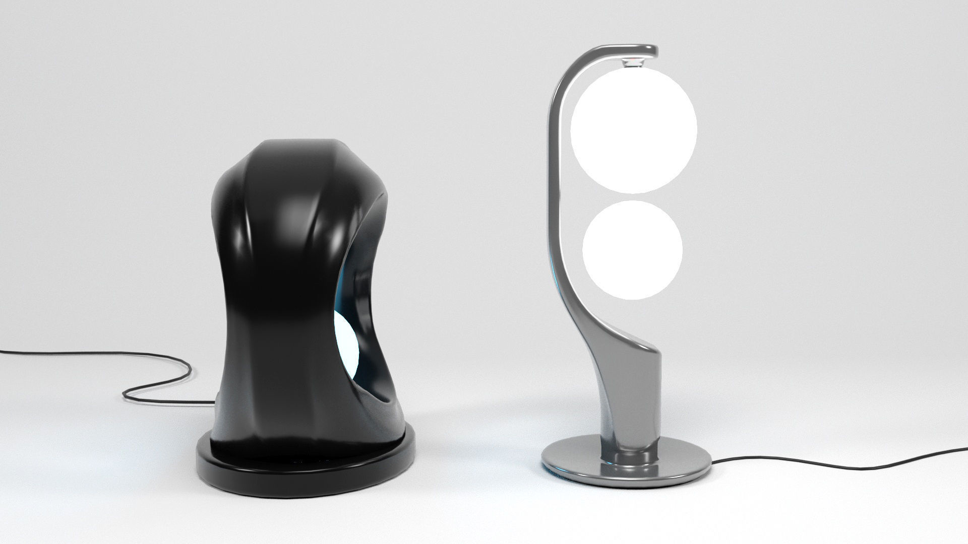 Sci-fi Lamps Low-poly 3D model_4