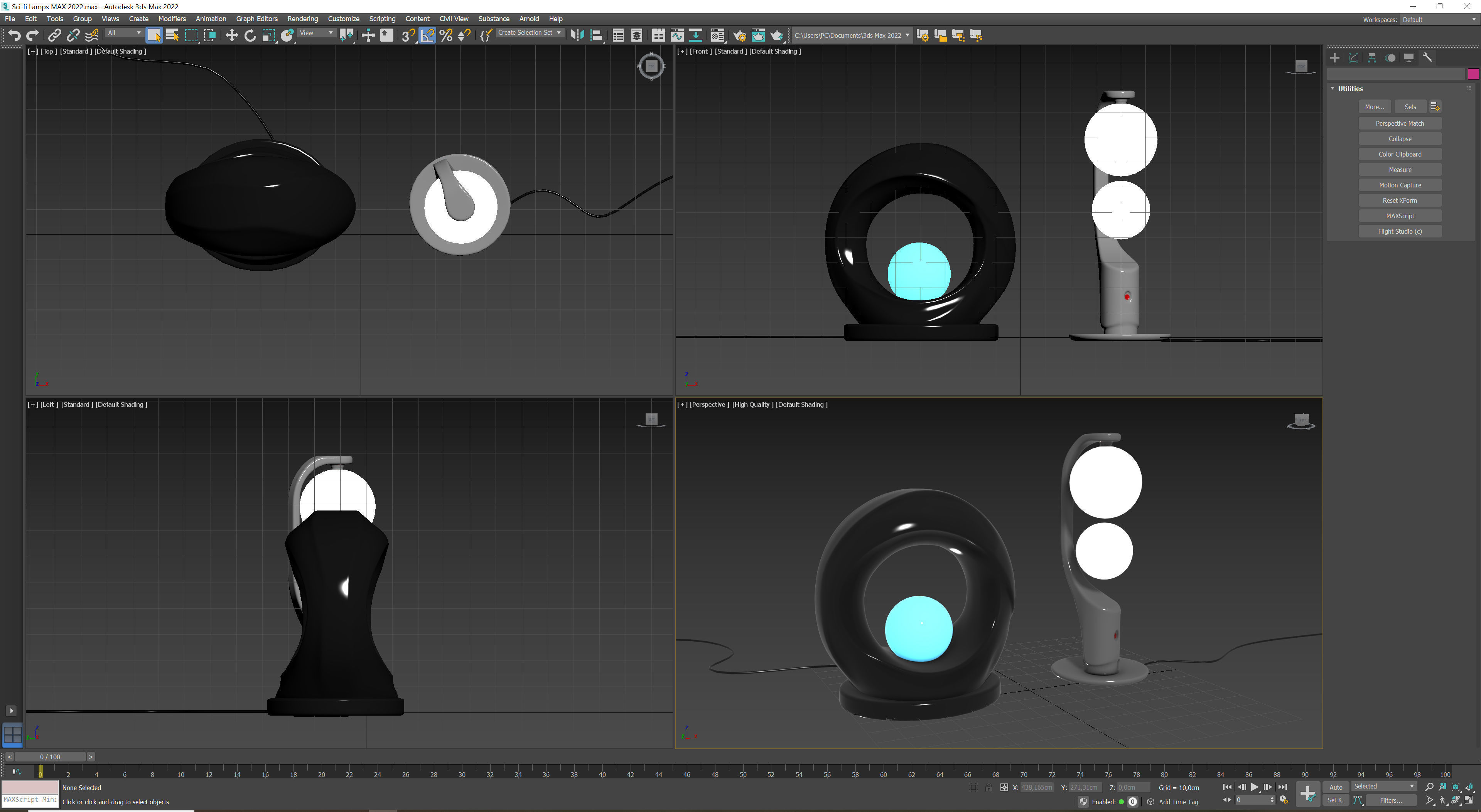 Sci-fi Lamps Low-poly 3D model_8