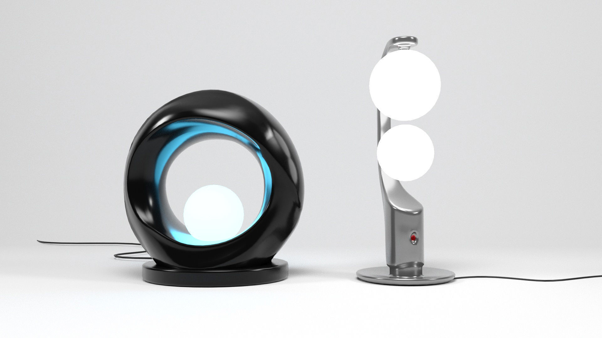 Sci-fi Lamps Low-poly 3D model_3