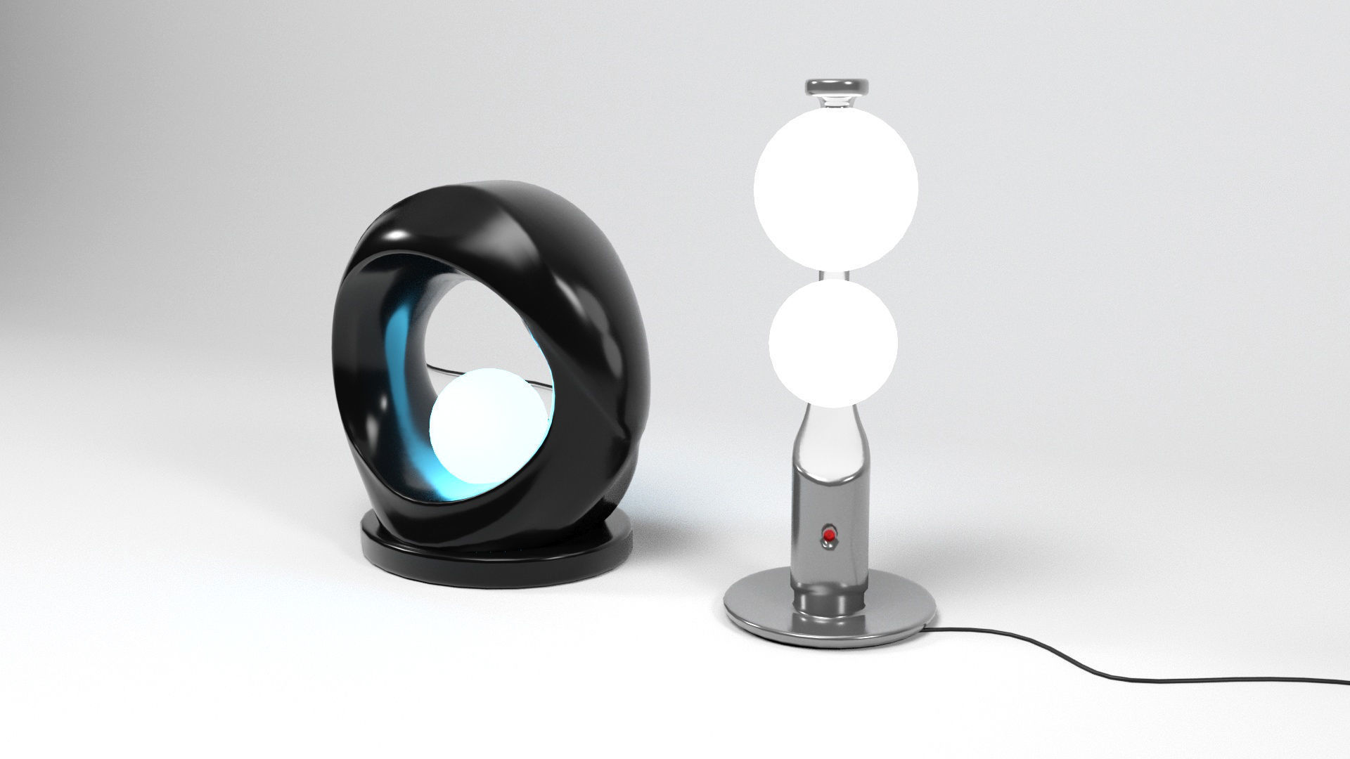 Sci-fi Lamps Low-poly 3D model_2