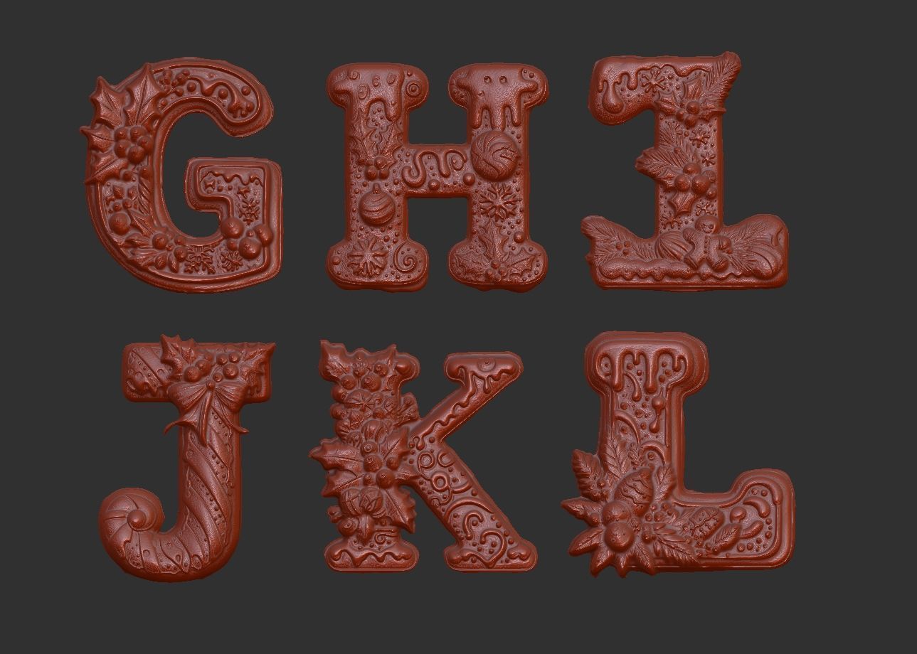 Alphabet christmas decor G to L 3D print model_11