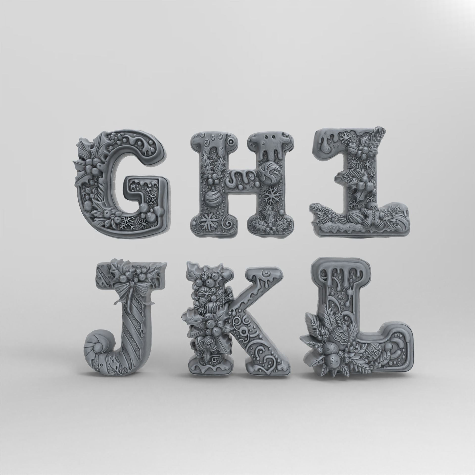 Alphabet christmas decor G to L 3D print model_5