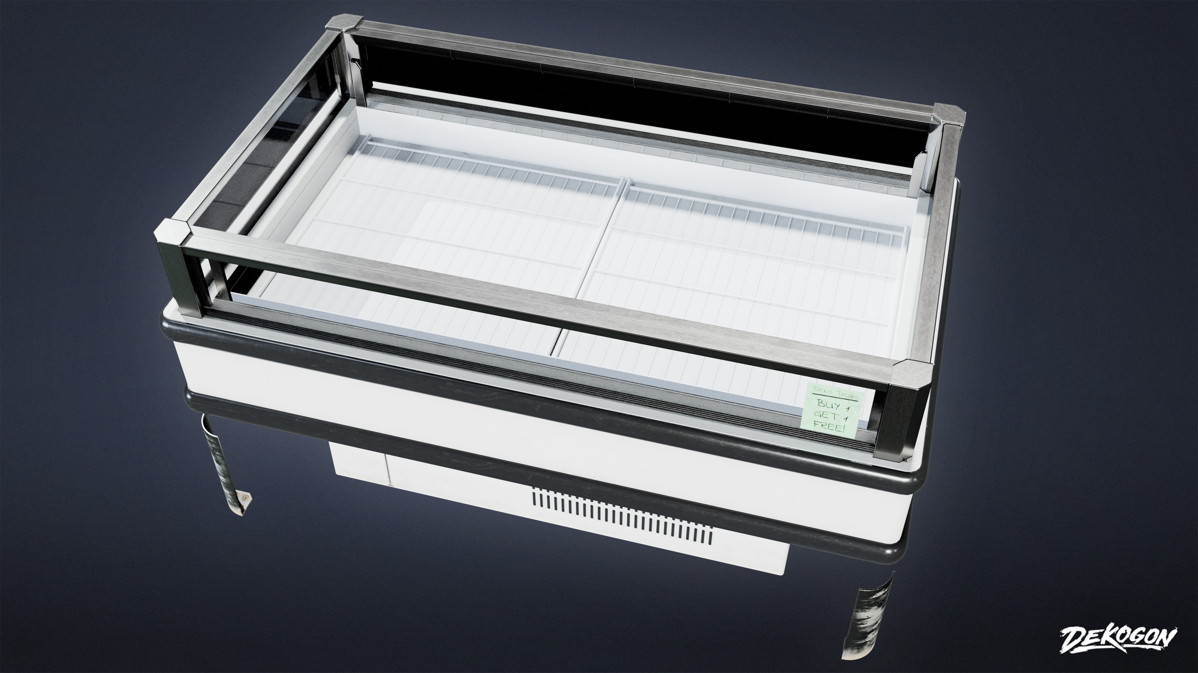 SHOPPING AND GROCERY - Open Top Freezer 01 - LOW POLY Low-poly 3D model_4