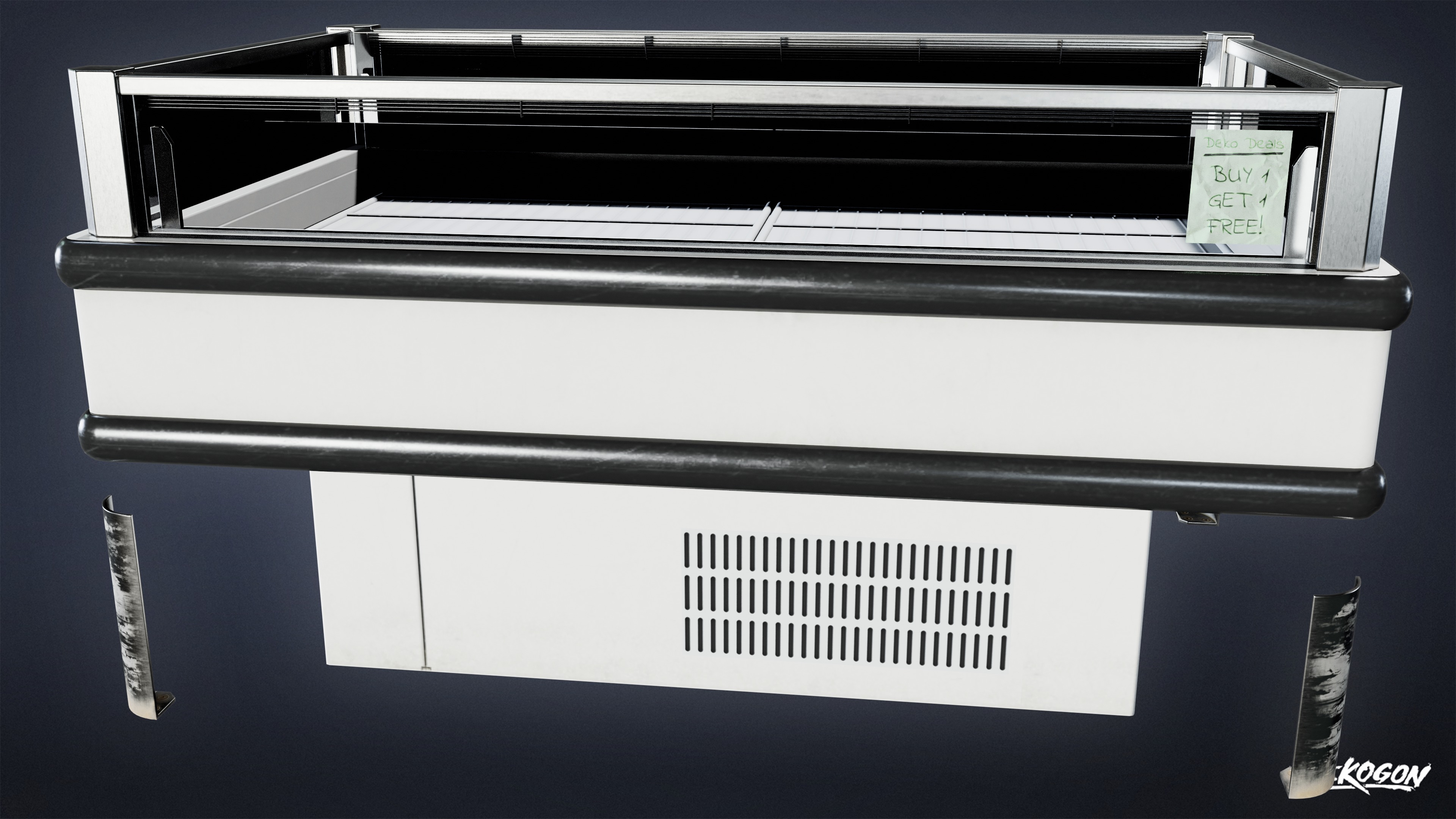 SHOPPING AND GROCERY - Open Top Freezer 01 - LOW POLY Low-poly 3D model_3