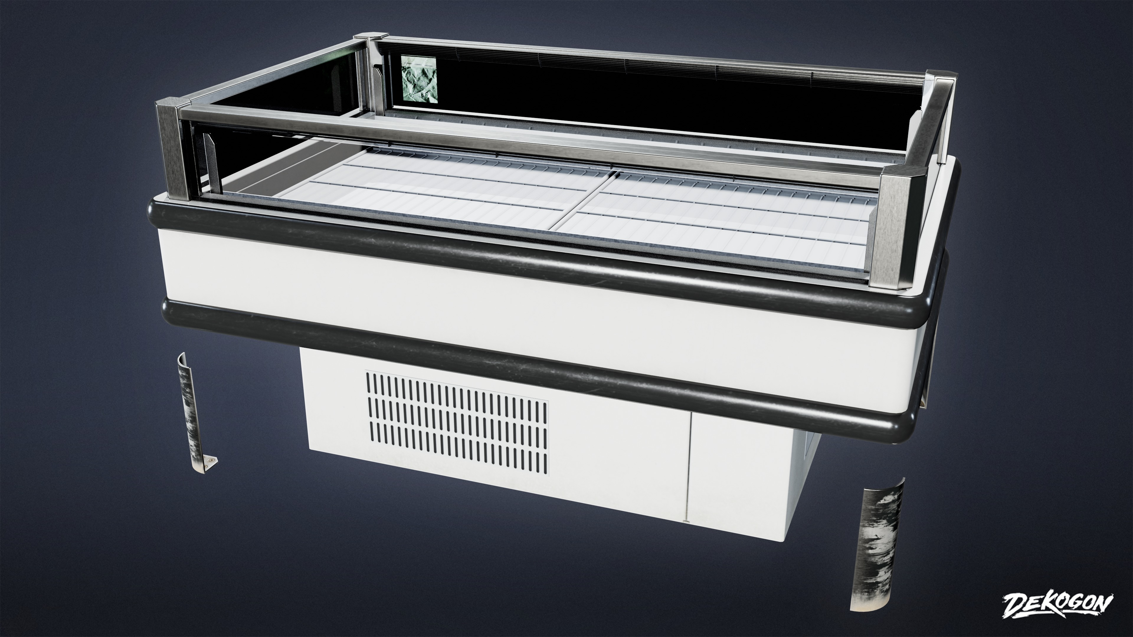 SHOPPING AND GROCERY - Open Top Freezer 01 - LOW POLY Low-poly 3D model_1