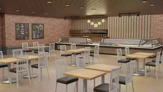 Bakery Pastries and Coffee Shop Low-poly 3D model