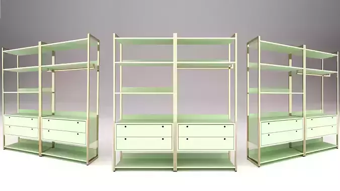 BRASS FRAME CABINET 3 Low-poly 3D model