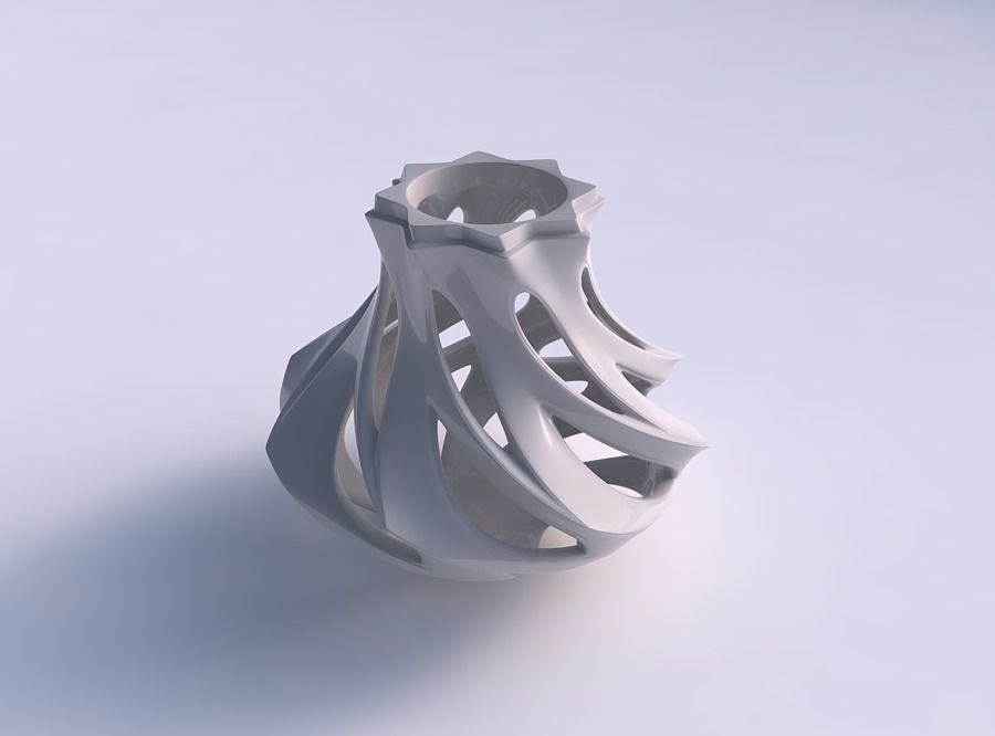 Vase rose spikes wide bulged with smooth cuts wide middle 3D print model_0