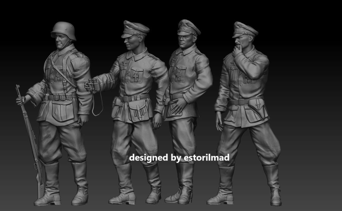  GERMAN SS OFFICERS SOLDIERS IN ACTION 3D print model_2