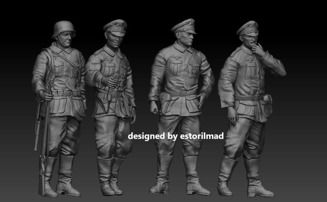  GERMAN SS OFFICERS SOLDIERS IN ACTION 3D print model_1