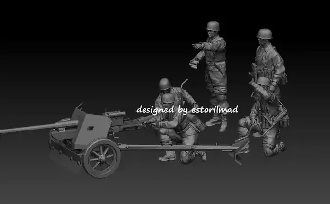 WW2 PAK 40 CON PARACAIDISTAS ALEMANES - Fallschirmjager