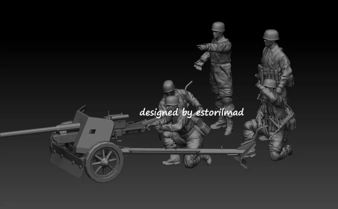 WW2 PAK 40 CON PARACAIDISTAS ALEMANES - Fallschirmjager 3D print model_0