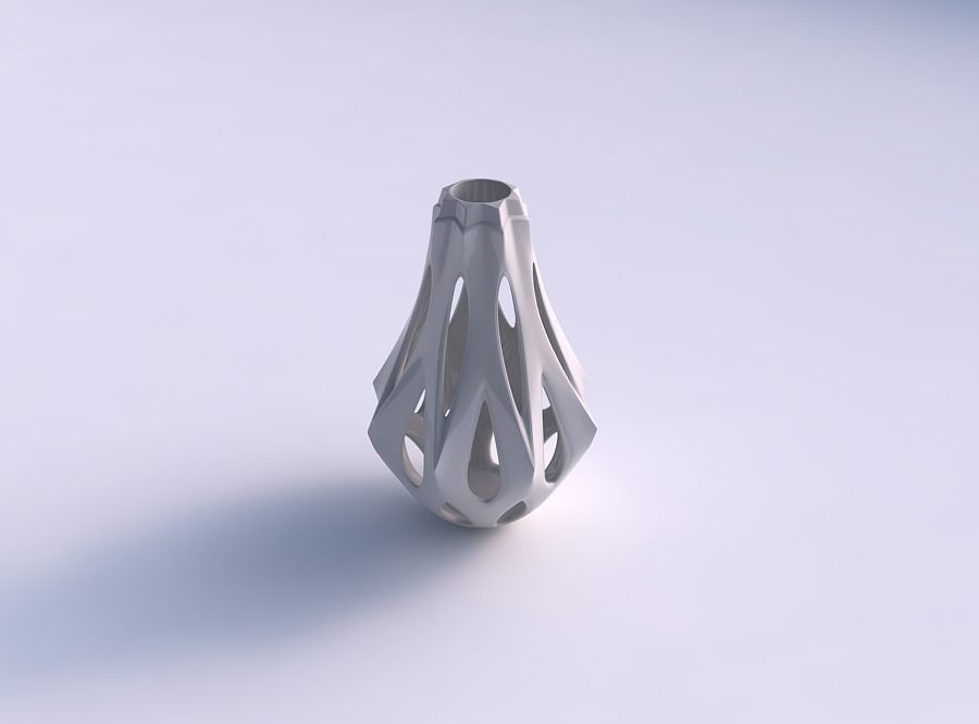 Vase rose spikes wide bulged with smooth cuts long neck 3D print model_0