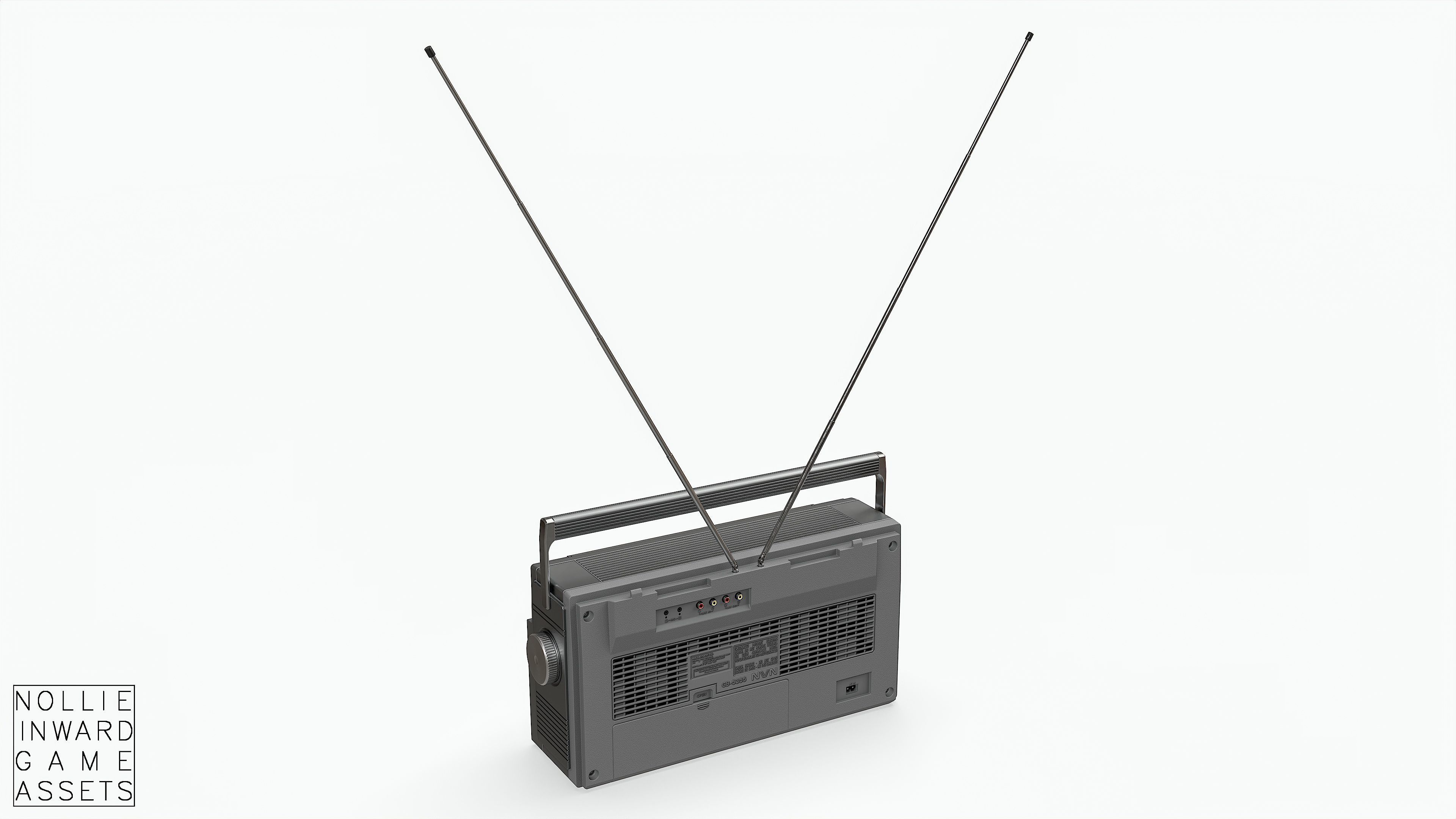 80s Boombox A Silver Clean - Hero Prop Low-poly 3D model_17