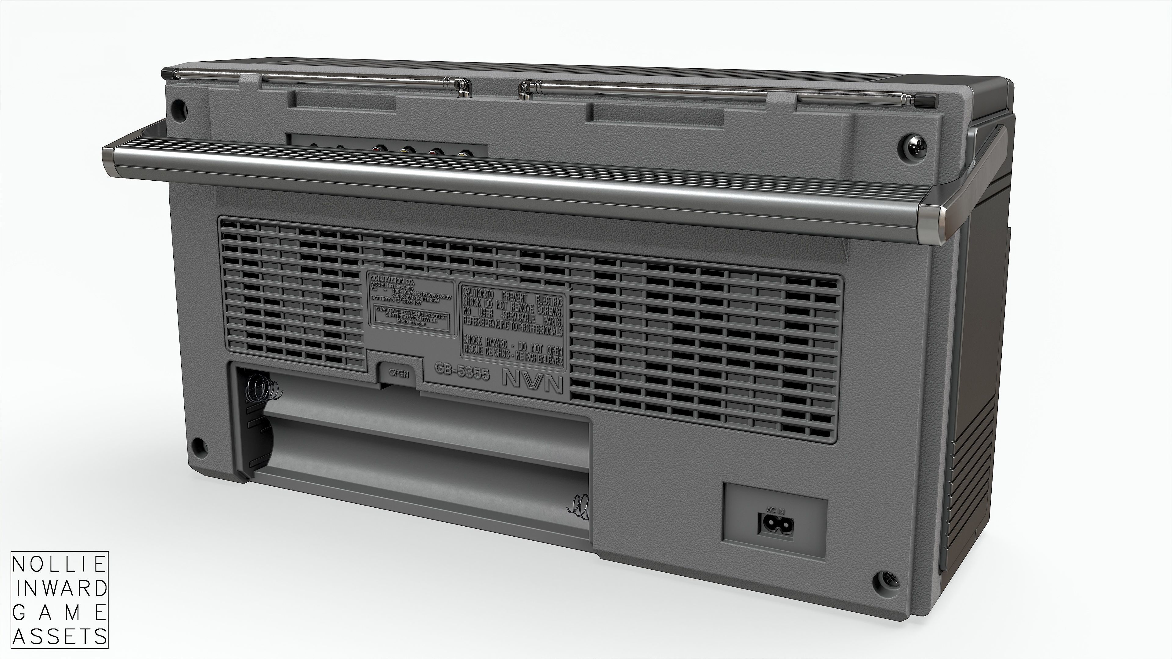 80s Boombox A Silver Clean - Hero Prop Low-poly 3D model_21