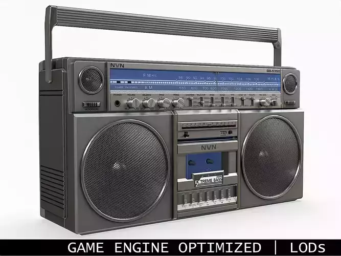 80s Boombox A Silver Clean - Hero Prop Low-poly 3D model