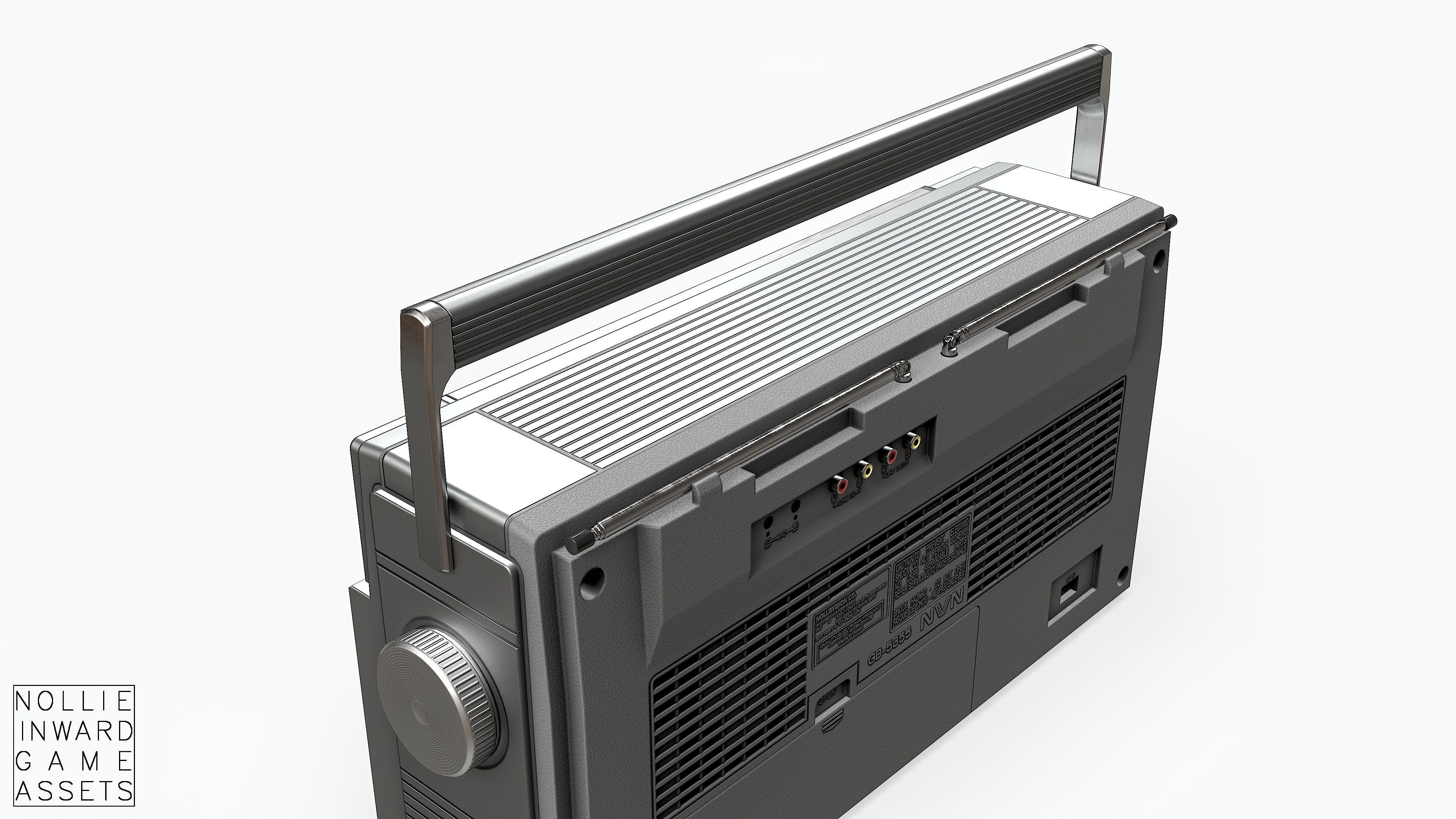 80s Boombox A Silver Clean - Hero Prop Low-poly 3D model_14