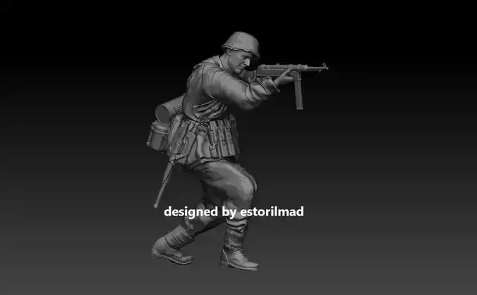 WW2 WAFFEN SS SOLDIER WITH MP40 v2