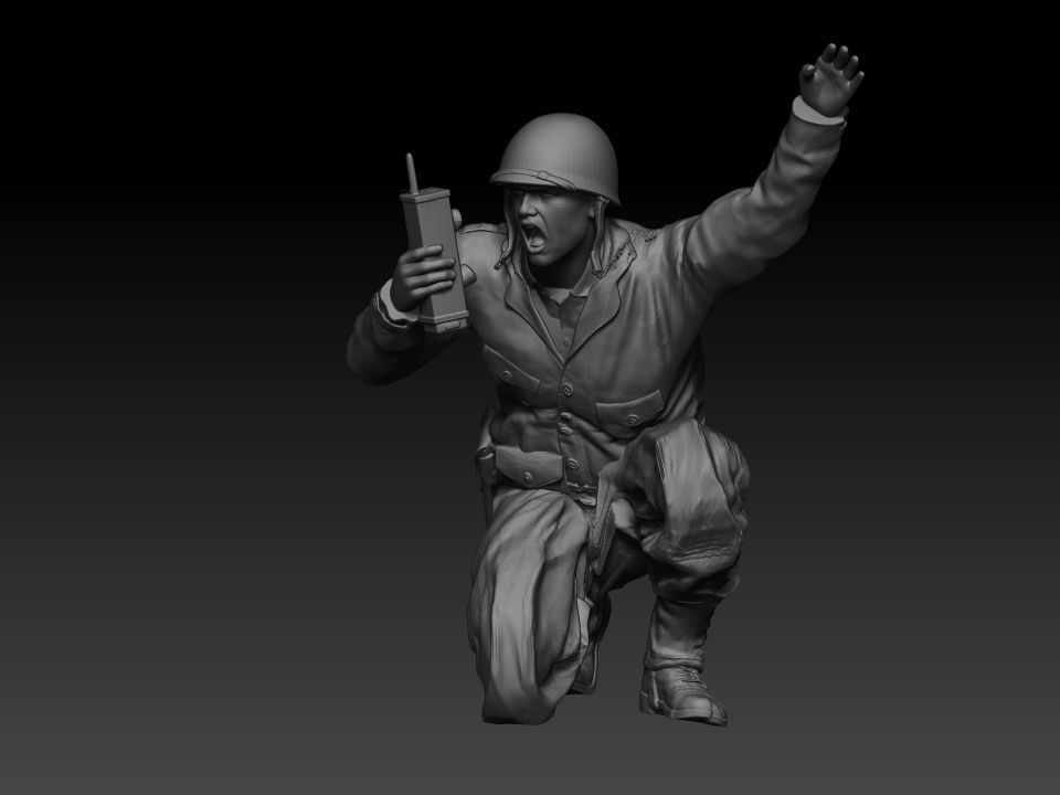 WW2 SOLDADO OFICIAL AMERICANO CON WALKIE 3D print model_1