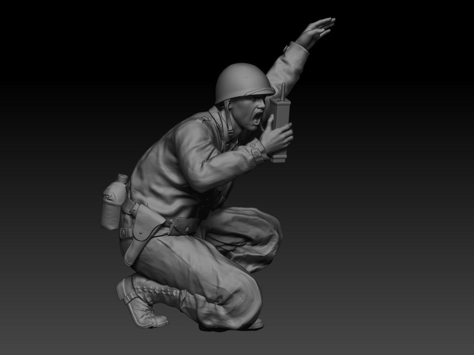 WW2 SOLDADO OFICIAL AMERICANO CON WALKIE 3D print model_2