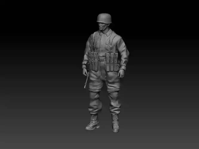 WW2 PARACAIDISTA ALEMAN FIRME CON MP40 3D print model
