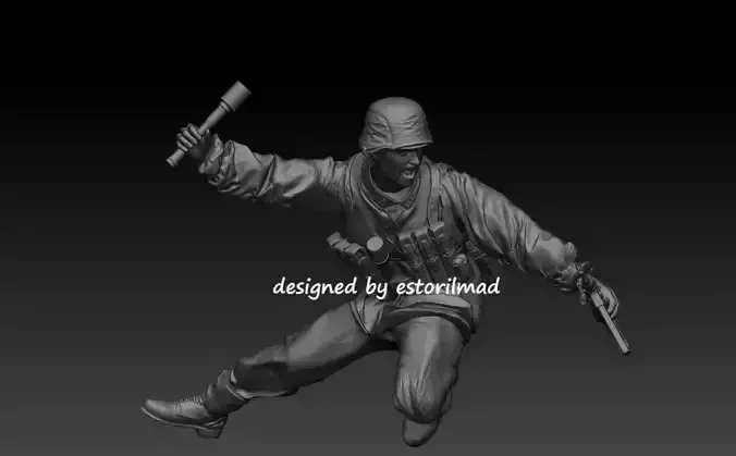 WWW SOLDADO WAFFEN SS LANZANDO GRANADA V2 3D print model