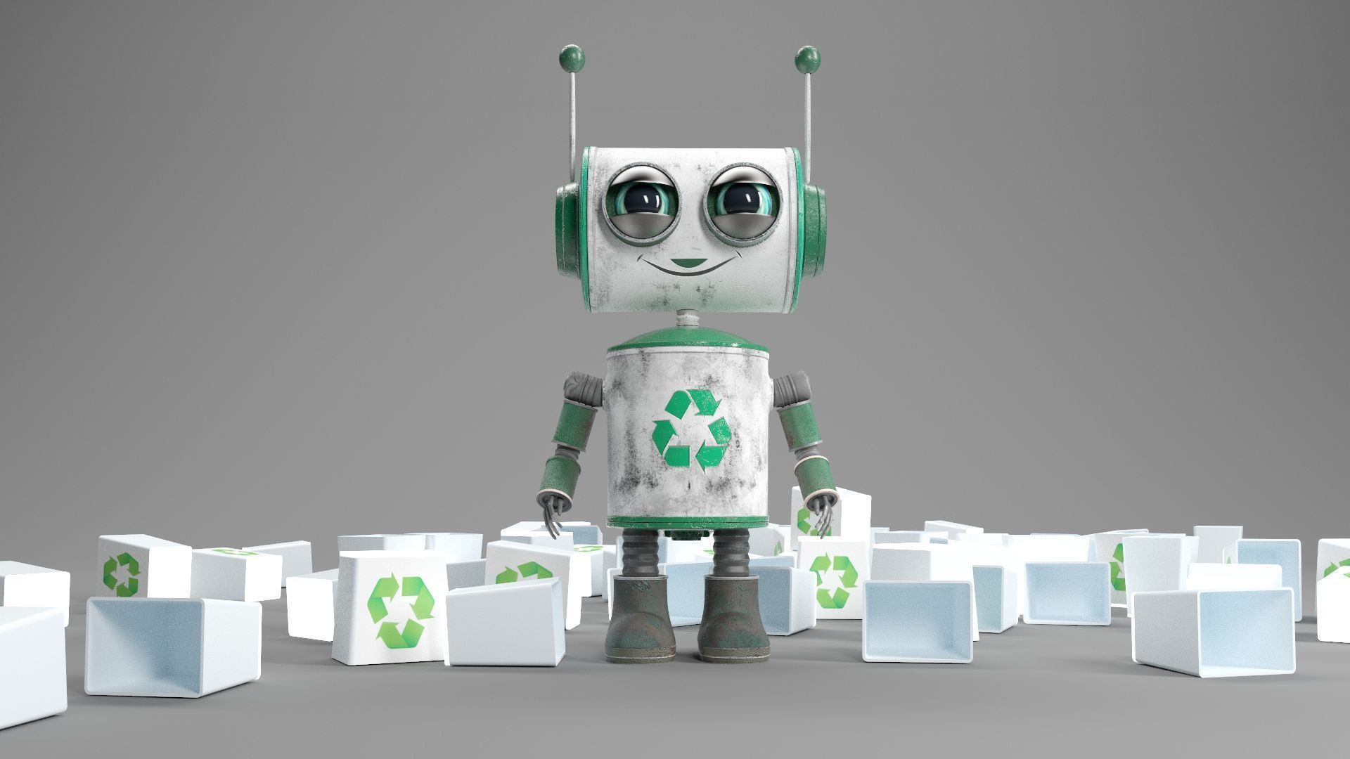 CLEANER Robot Low-poly 3D model_10