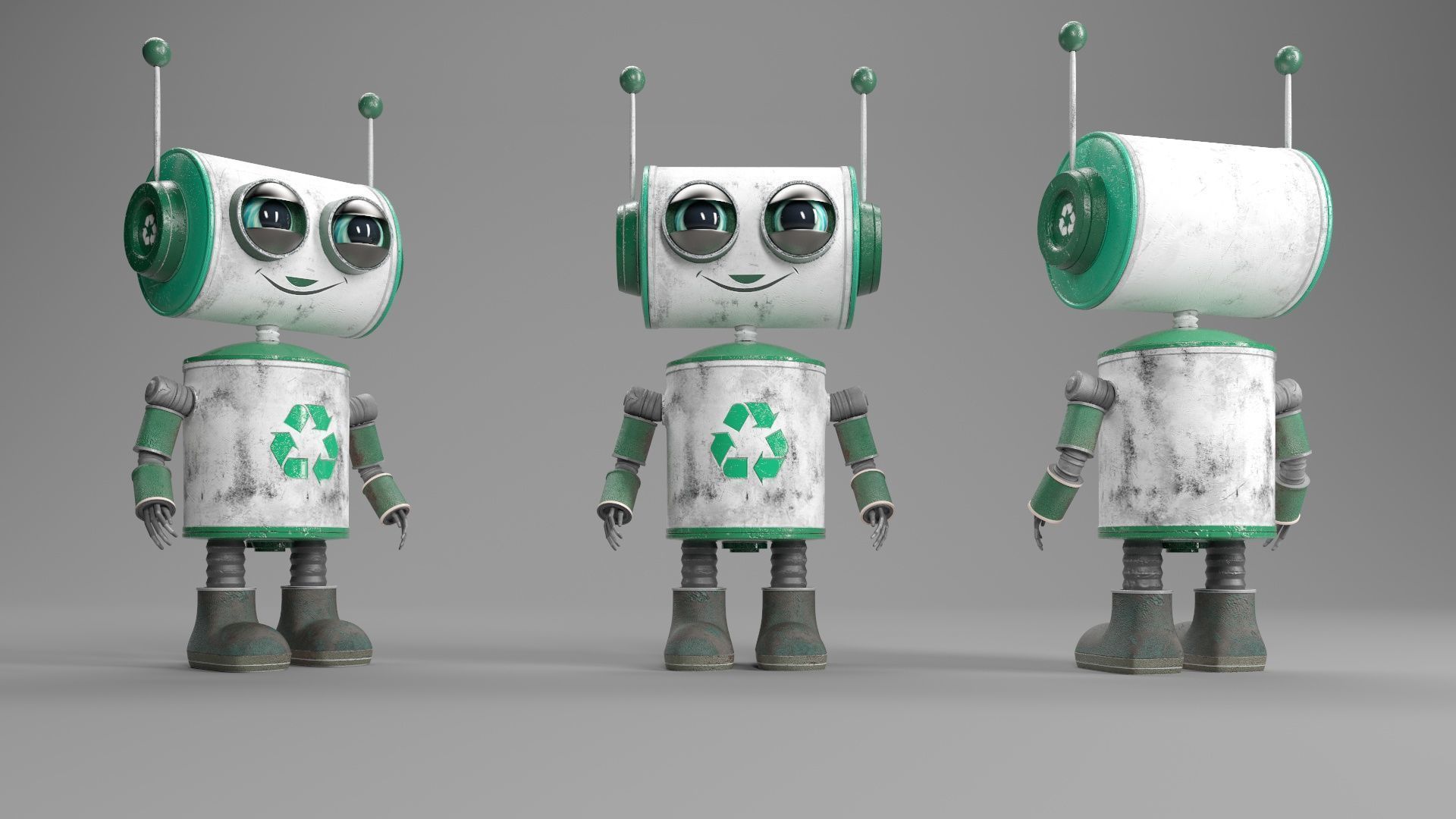 CLEANER Robot Low-poly 3D model_1