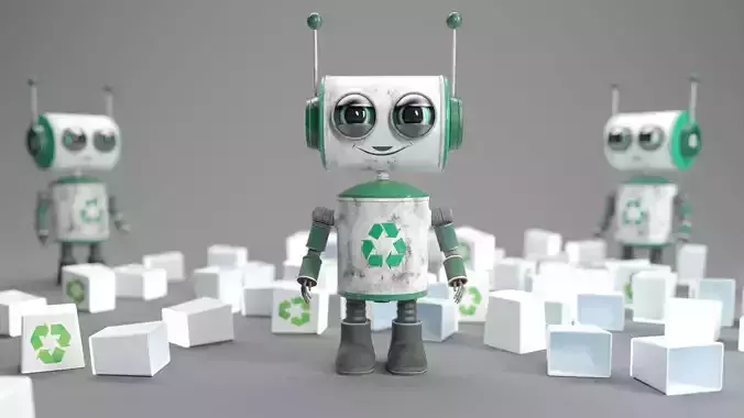 CLEANER Robot Low-poly 3D model CLEANER Robot Low-poly 3D model