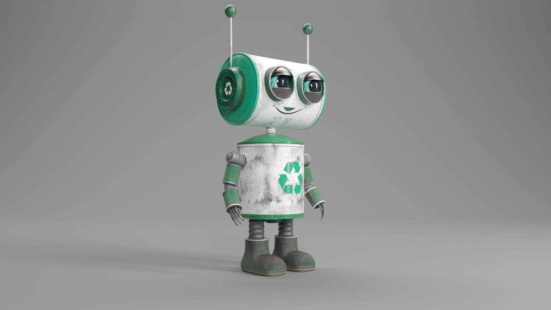 CLEANER Robot Low-poly 3D model_3