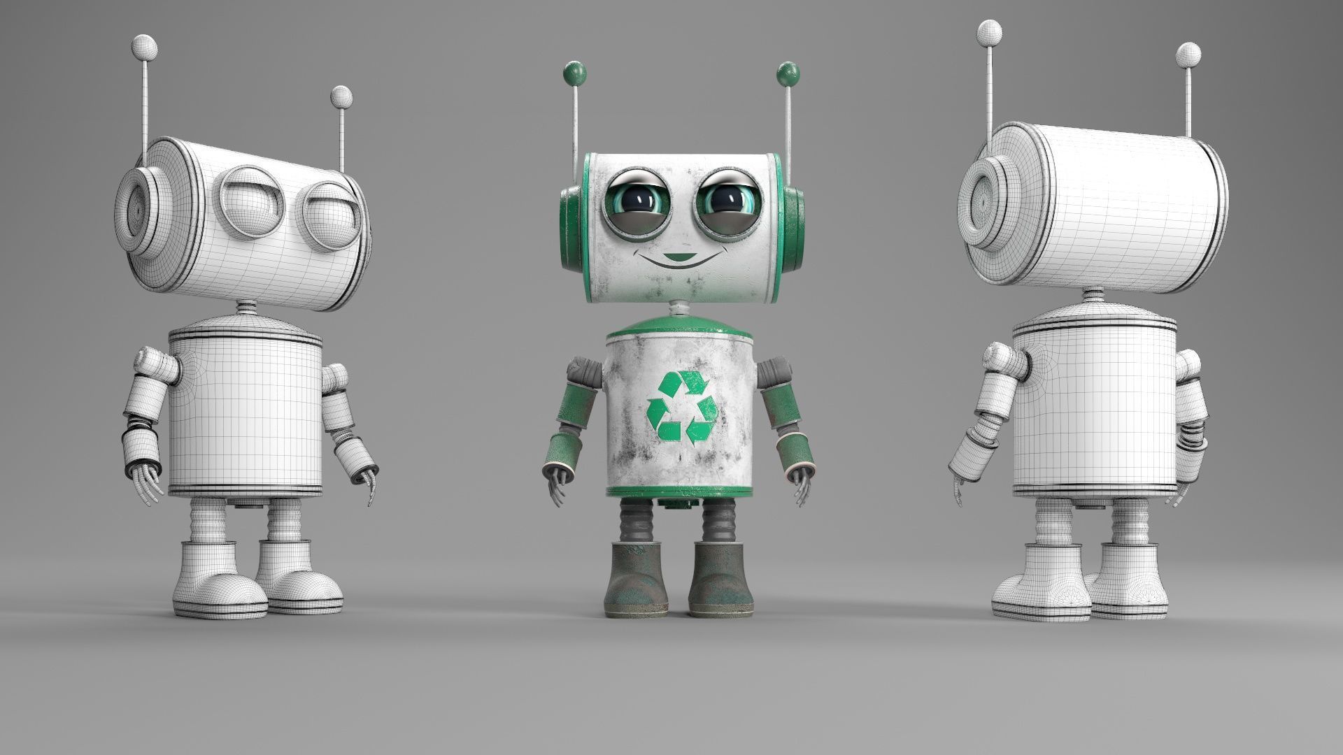 CLEANER Robot Low-poly 3D model_9