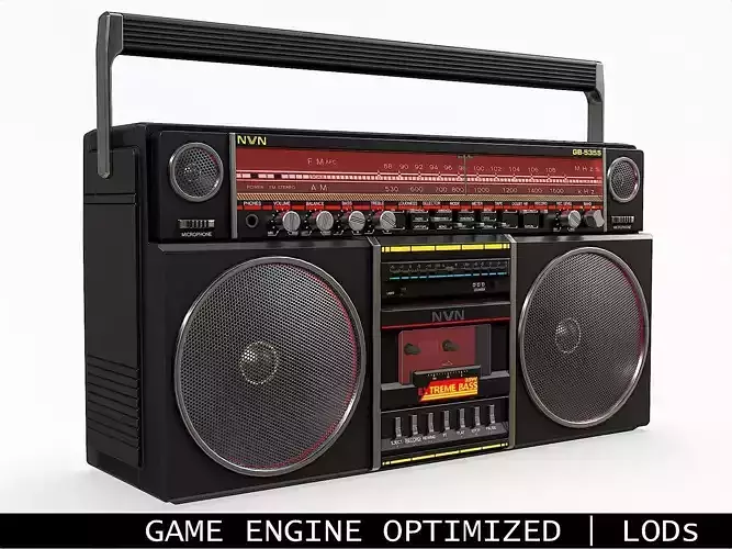 80s Boombox A Black Clean - Hero Prop Low-poly 3D model