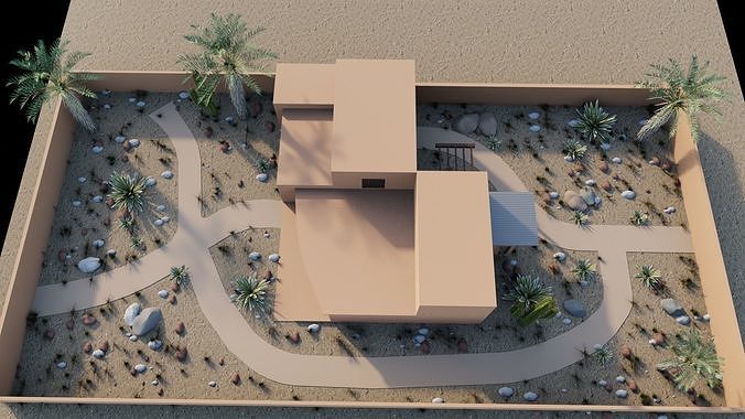 Contemporary desert home 3d model Low-poly 3D model 4