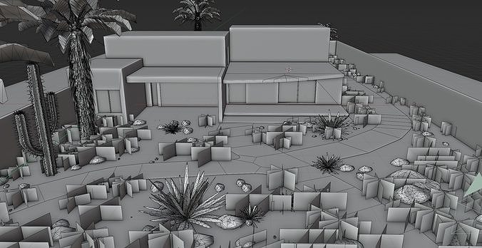 Contemporary desert home 3d model Low-poly 3D model 5