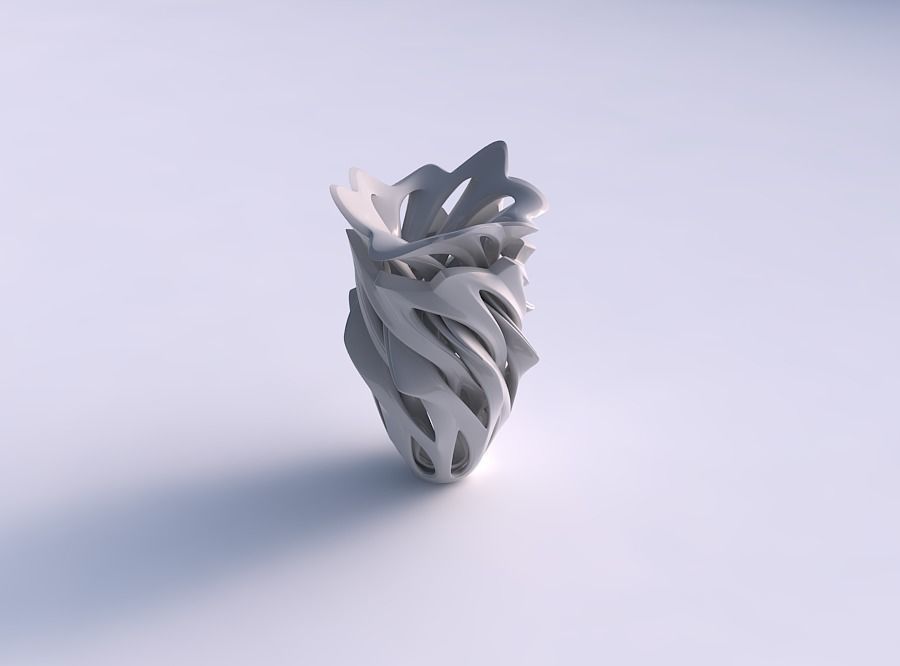 Vase rose spikes squeezed with intersection through cuts wavy... 3D print model_0