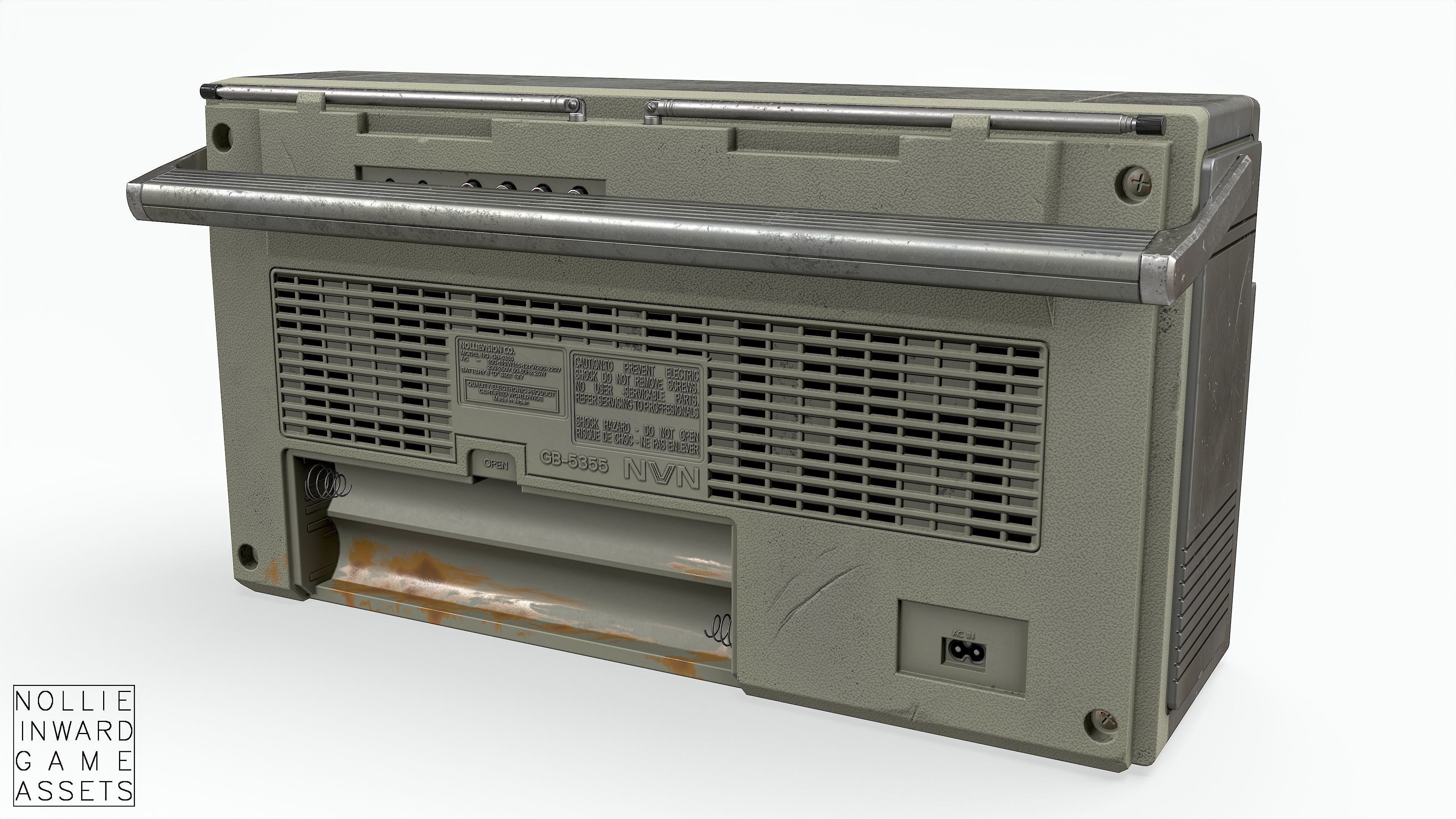80s Boombox A Silver Dirty - Hero Prop Low-poly 3D model_21