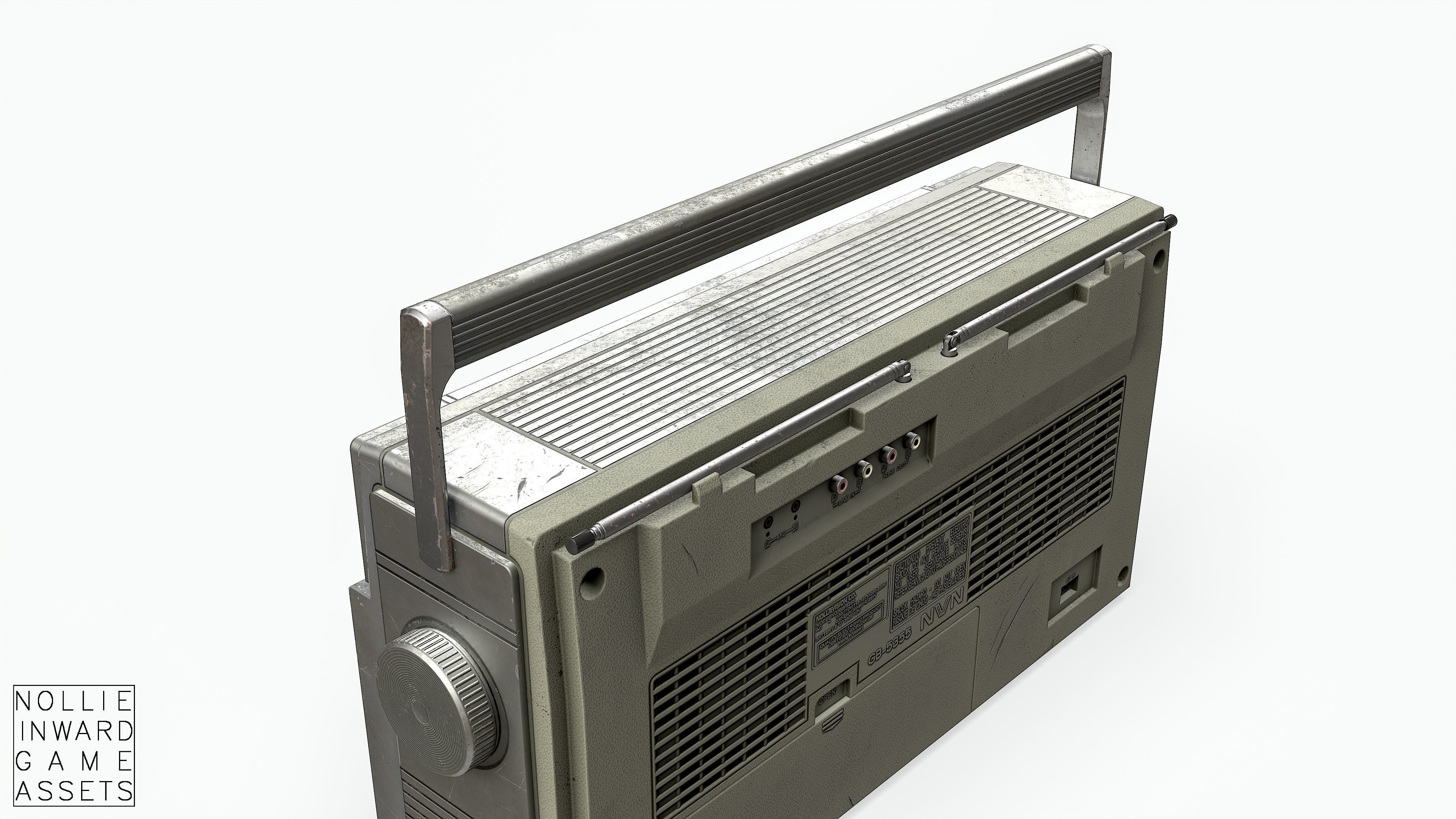 80s Boombox A Silver Dirty - Hero Prop Low-poly 3D model_14