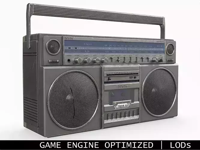 80s Boombox A Silver Dirty - Hero Prop Low-poly 3D model