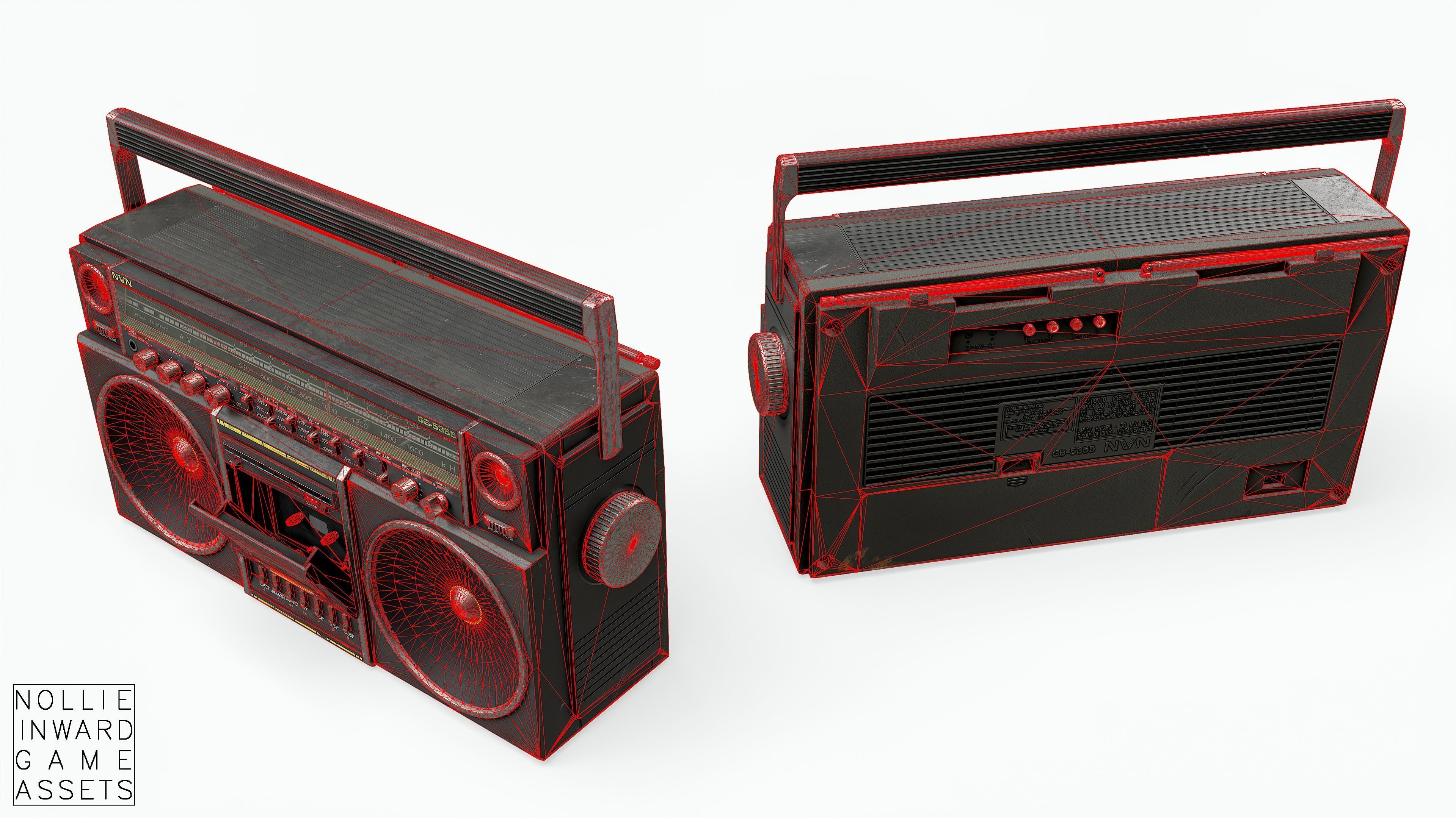 80s Boombox A Black Dirty - Hero Prop Low-poly 3D model_9